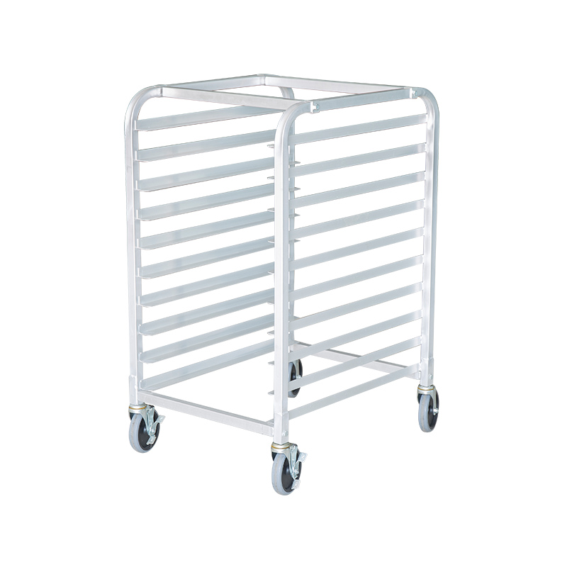 10-Tier high quality aluminum sheet pan/bun pan rack with quality swivel wheels, Restaurant grade bakery racking for Full sheet and half sheet 